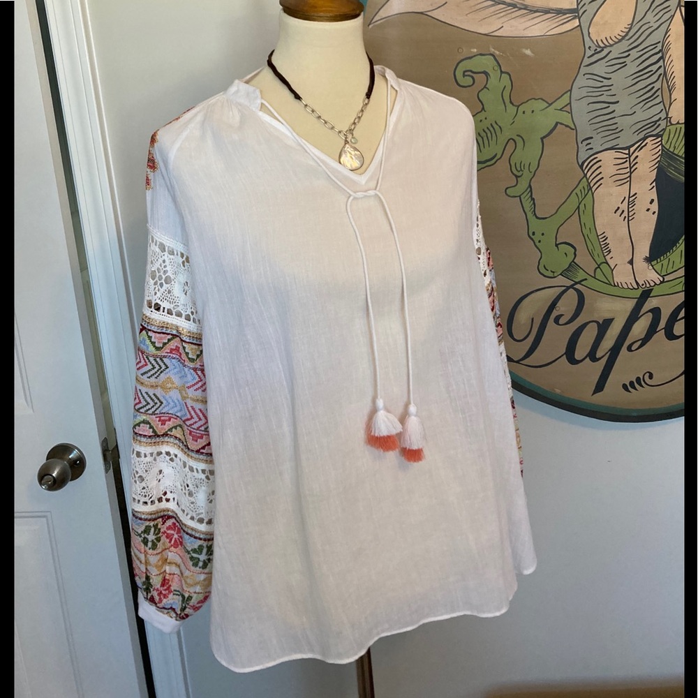Sundance top with cross stitch shoulder & sleeves